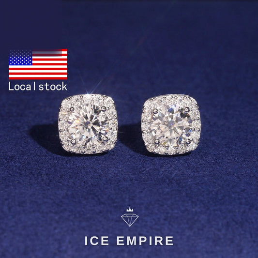 Iced Out Gold Plated Moissanite Stud Earrings