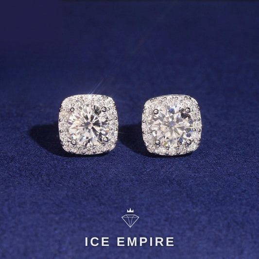 Iced Out Gold Plated Moissanite Stud Earrings