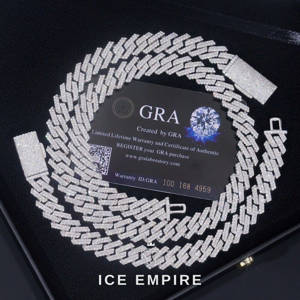 Iced Out 925 Silver Moissanite Cuban Chain