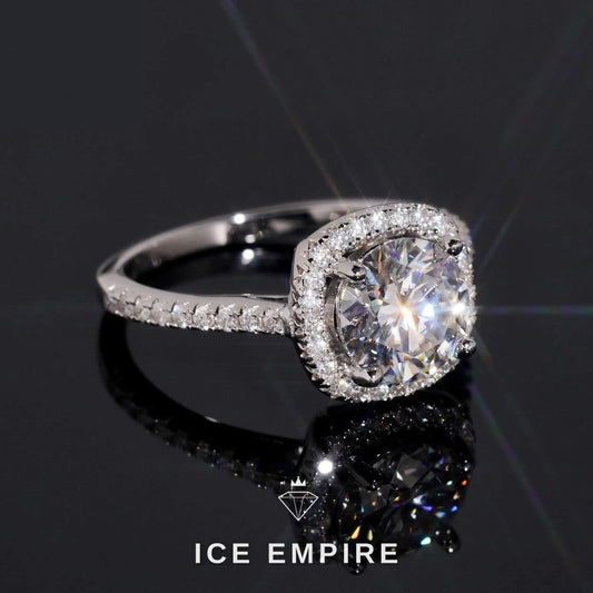 Iced Out Cluster Gold Plated Moissanite Engagement Ring