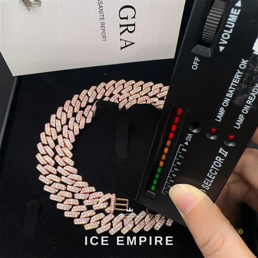 Iced Out Rose Gold Moissanite Cuban Chain