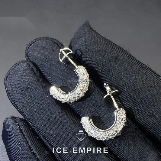 Iced Out 925 Silver Moissanite Earrings