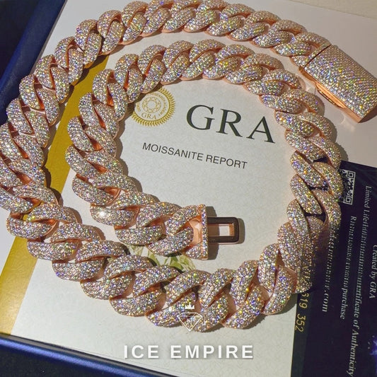 Iced Out Rose Gold Plated Moissanite Cuban Chain