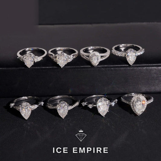 Iced Out 925 Silver Moissanite Engagement Ring
