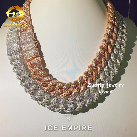 Iced Out Rose Gold Plated Moissanite Cuban Chain