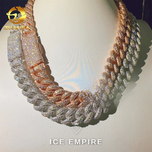 Iced Out Rose Gold Plated Moissanite Cuban Chain