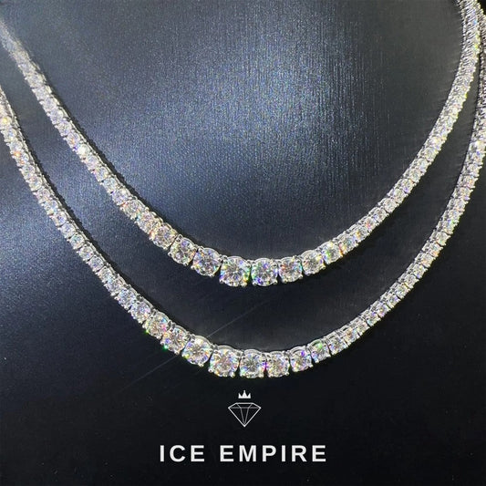 Iced Out Cluster 925 Silver Moissanite Cuban Chain