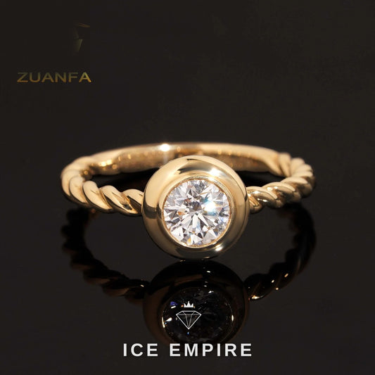 Iced Out 18K Gold Lab Grown Diamond Engagement Ring