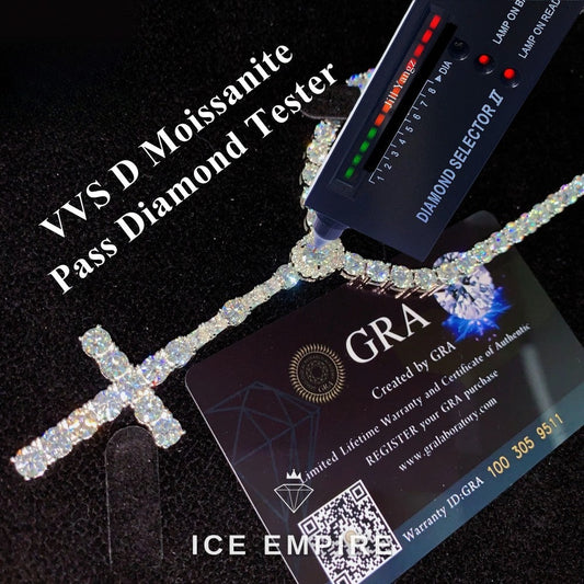 Iced Out Cross Rose Gold Plated Moissanite Cuban Chain