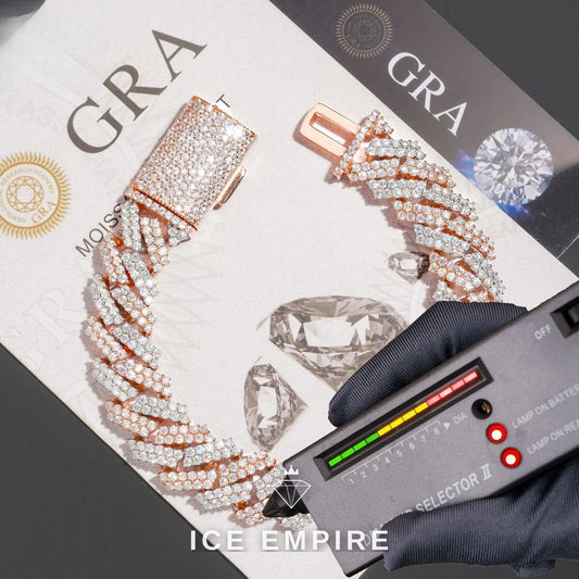 Iced Out Rose Gold Plated Moissanite Cuban Chain