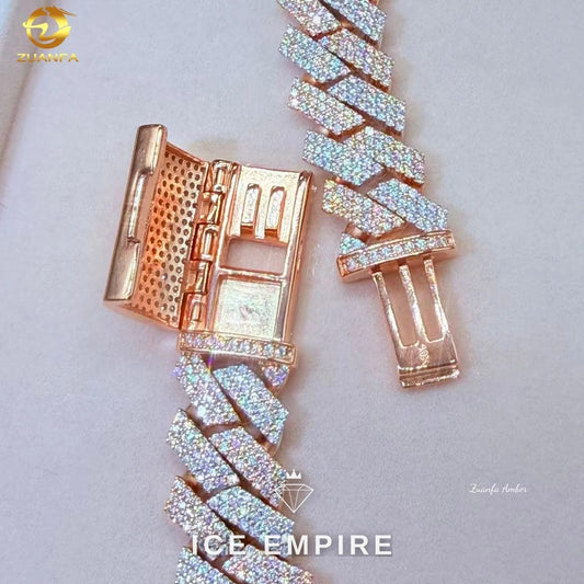 Iced Out Rose Gold Plated Moissanite Cuban Chain