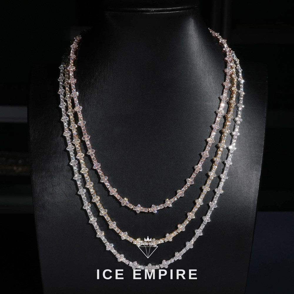 Iced Out Cross Rose Gold Plated Moissanite Cuban Chain