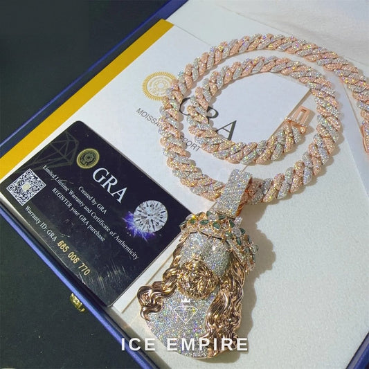 Iced Out Cross Gold Plated Moissanite Pendant