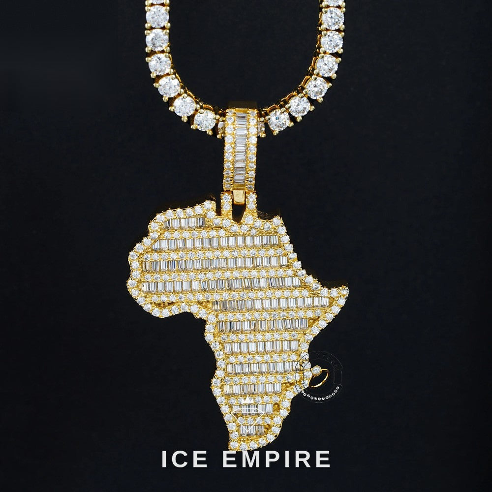 Iced Out Baguette 925 Silver Pendant