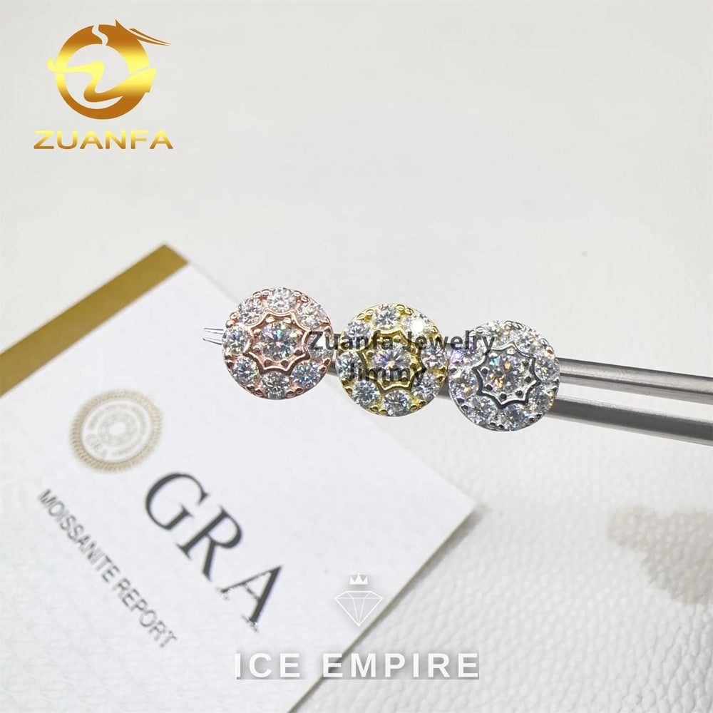 Iced Out 925 Silver Moissanite Stud Earrings