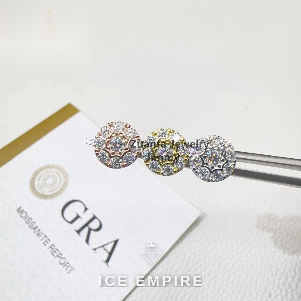 Iced Out 925 Silver Moissanite Stud Earrings