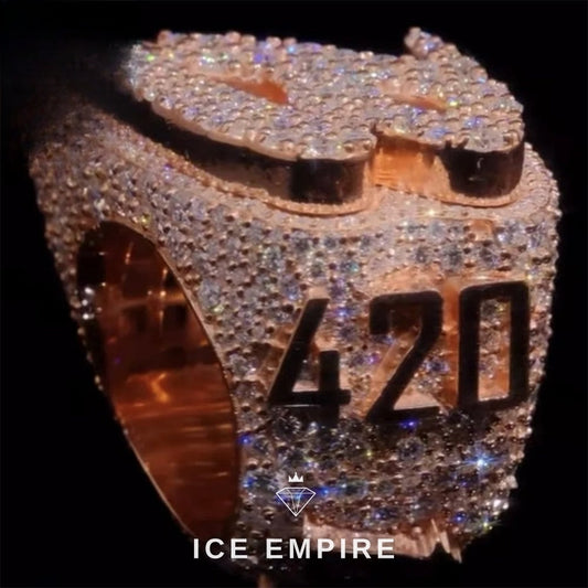 Iced Out Rose Gold Plated Moissanite Ring