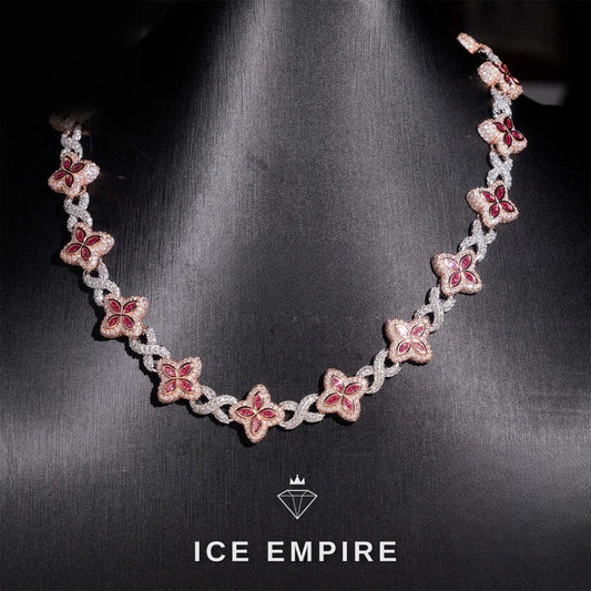 Iced Out Baguette Rose Gold Moissanite Cuban Chain