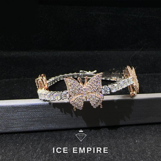 Iced Out Cluster Gold Plated Moissanite Tennis Chain