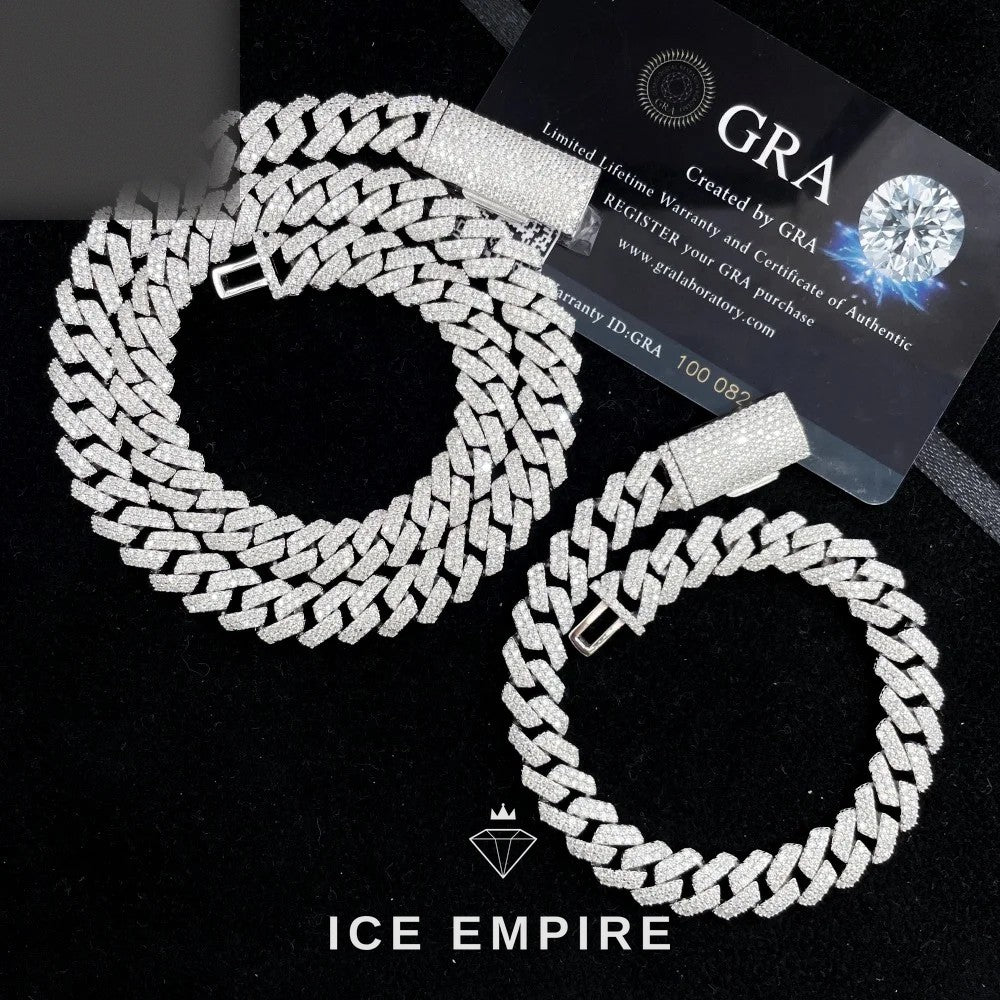 Iced Out 925 Silver Moissanite Cuban Chain
