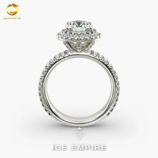 Iced Out 14K Gold Moissanite Engagement Ring