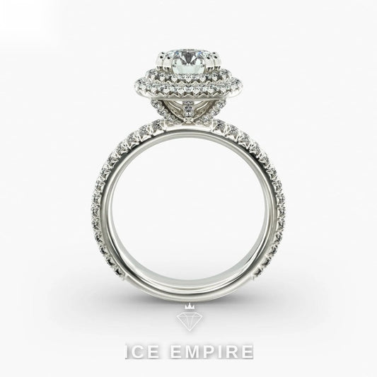 Iced Out 14K Gold Moissanite Engagement Ring