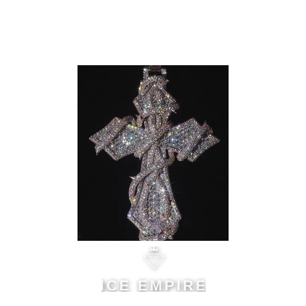 Iced Out Cross Rose Gold Plated Moissanite Pendant