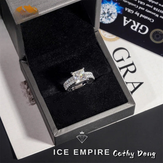 Iced Out 14K Gold Moissanite Wedding Band