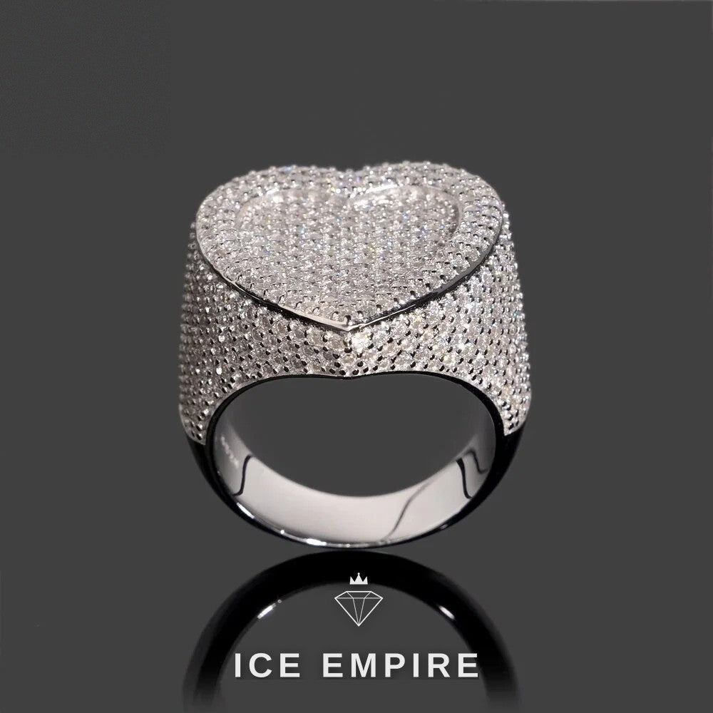 Iced Out Heart Rose Gold Plated Moissanite Ring