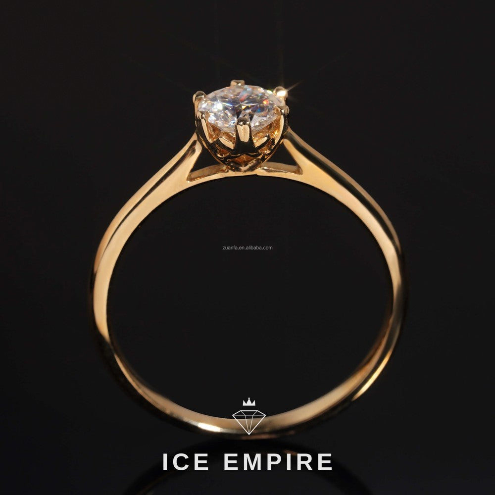 Iced Out 14K Gold Moissanite Engagement Ring