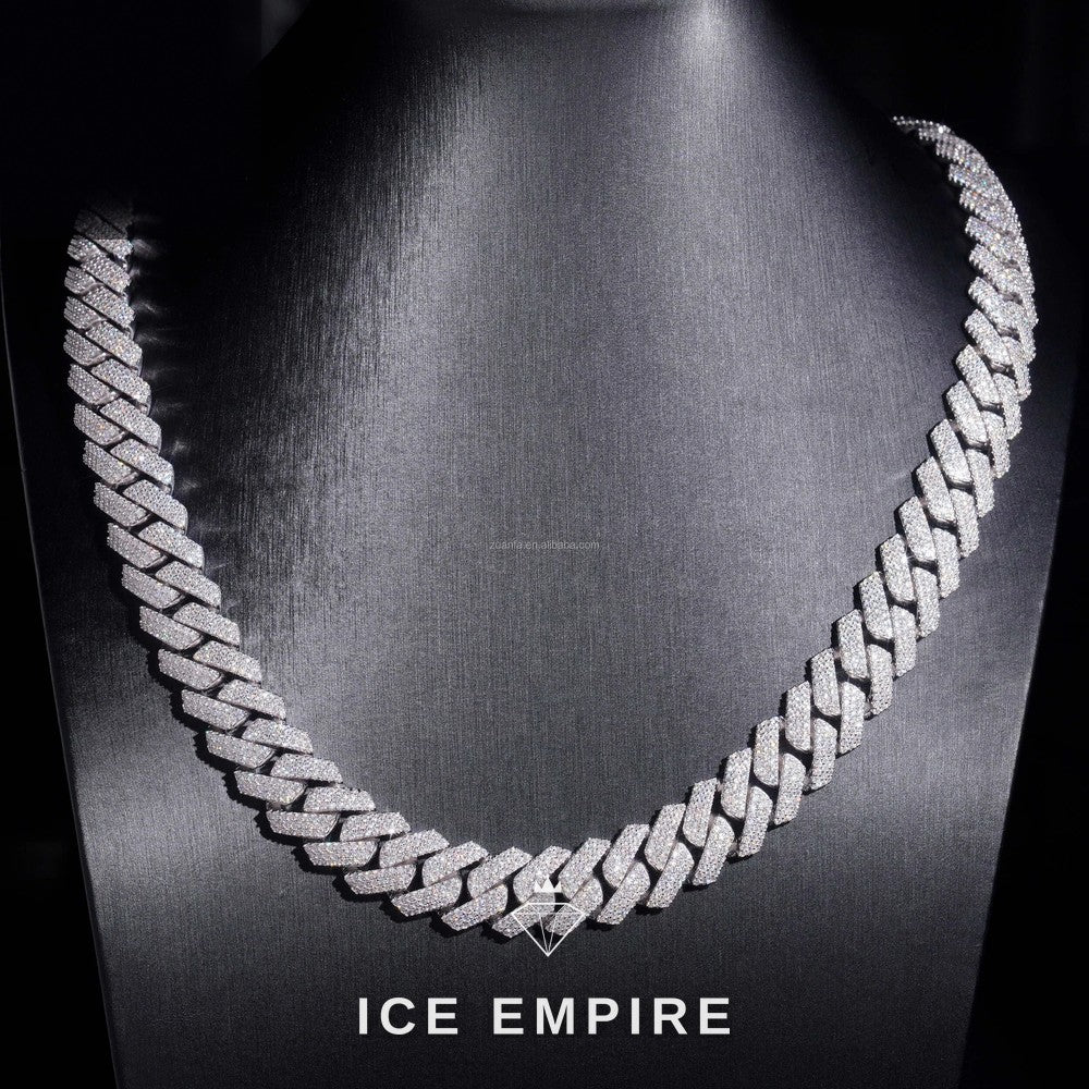 Iced Out 925 Silver Moissanite Cuban Chain