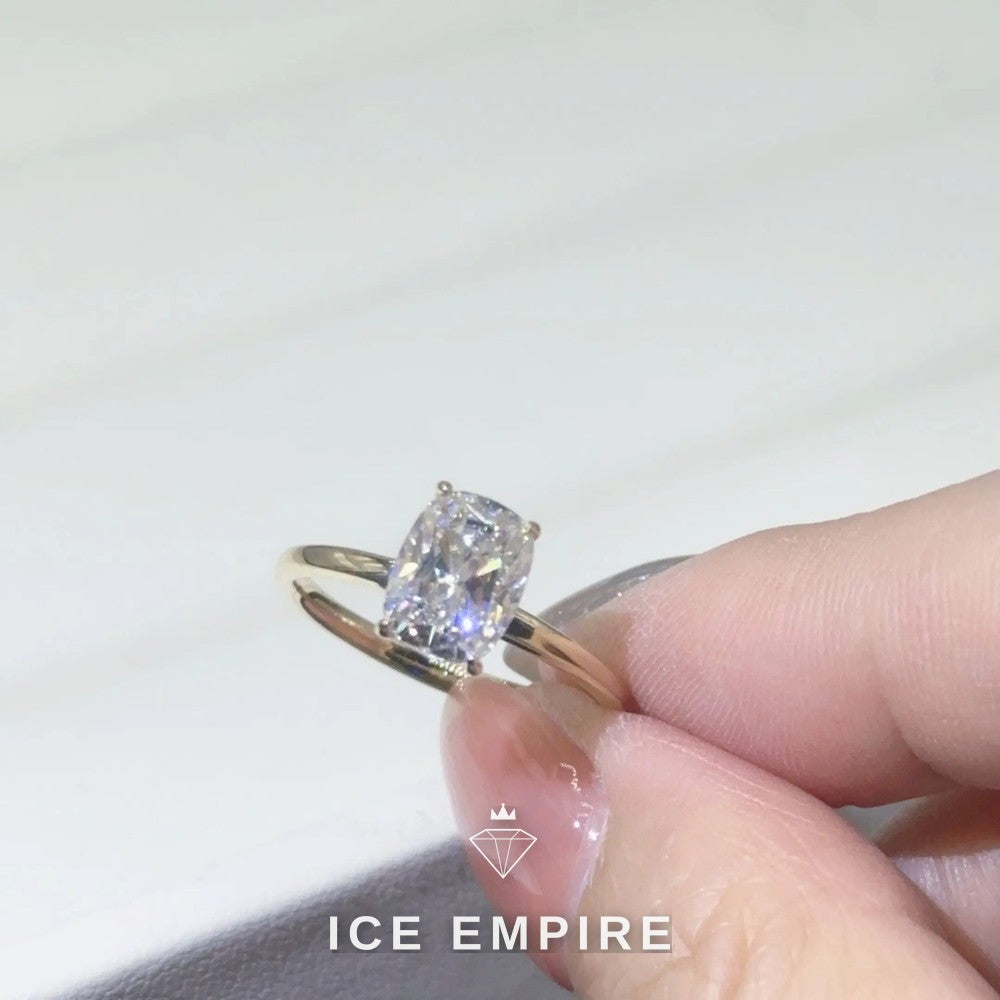 Iced Out 14K Gold Moissanite Engagement Ring