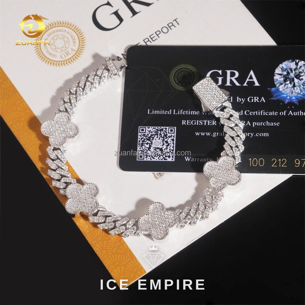 Iced Out 925 Silver Moissanite Cuban Chain
