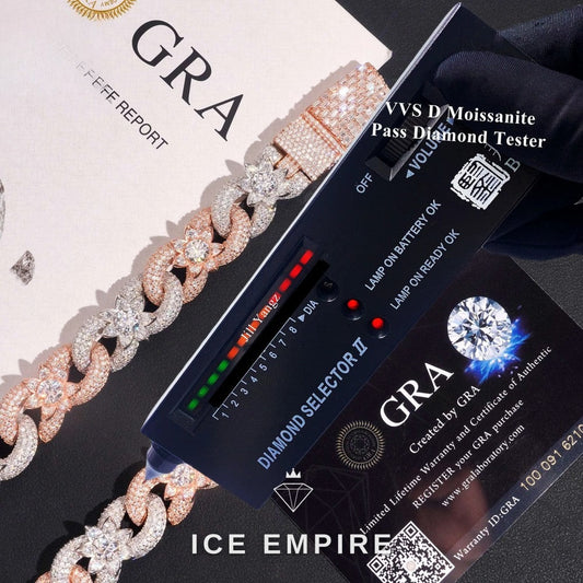 Iced Out Rose Gold Plated Moissanite Cuban Chain