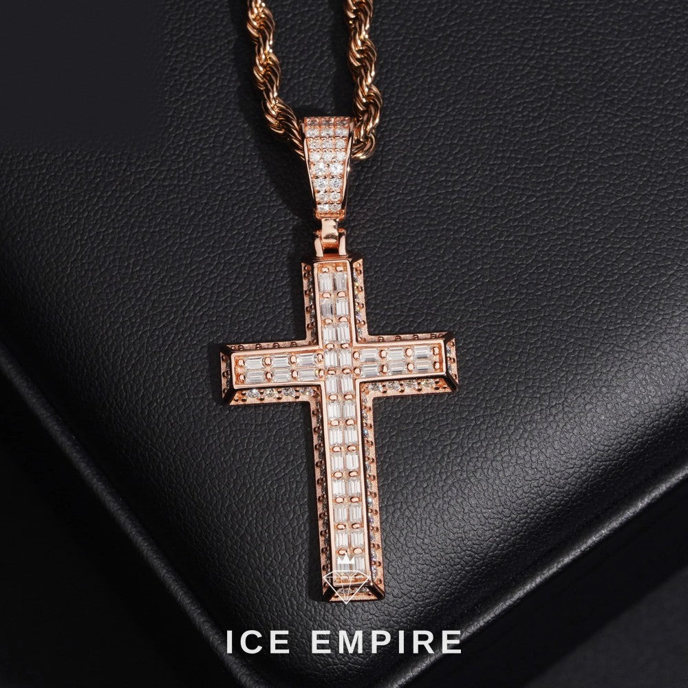 Iced Out Cross 925 Silver Moissanite Pendant