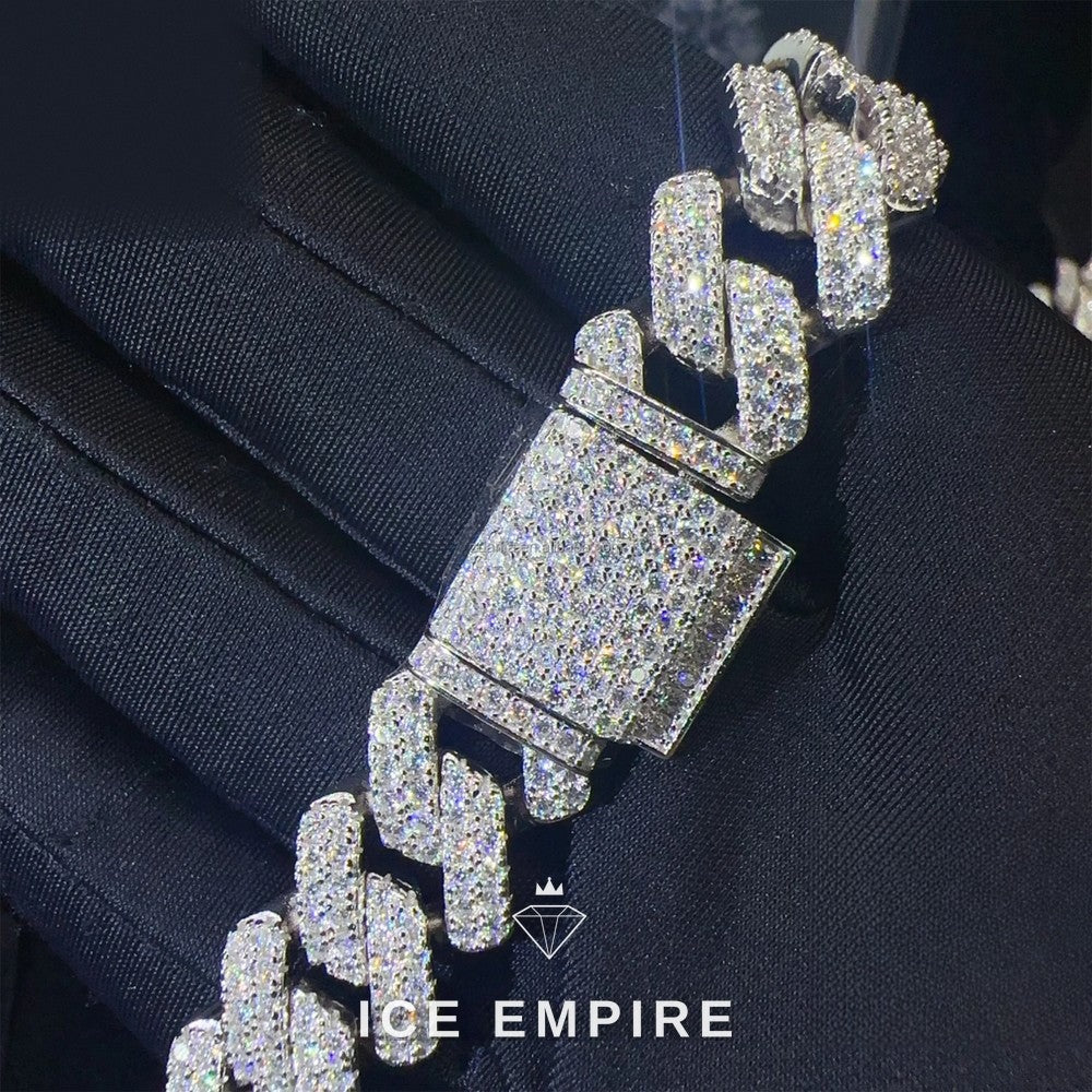 Iced Out 925 Silver Moissanite Cuban Chain