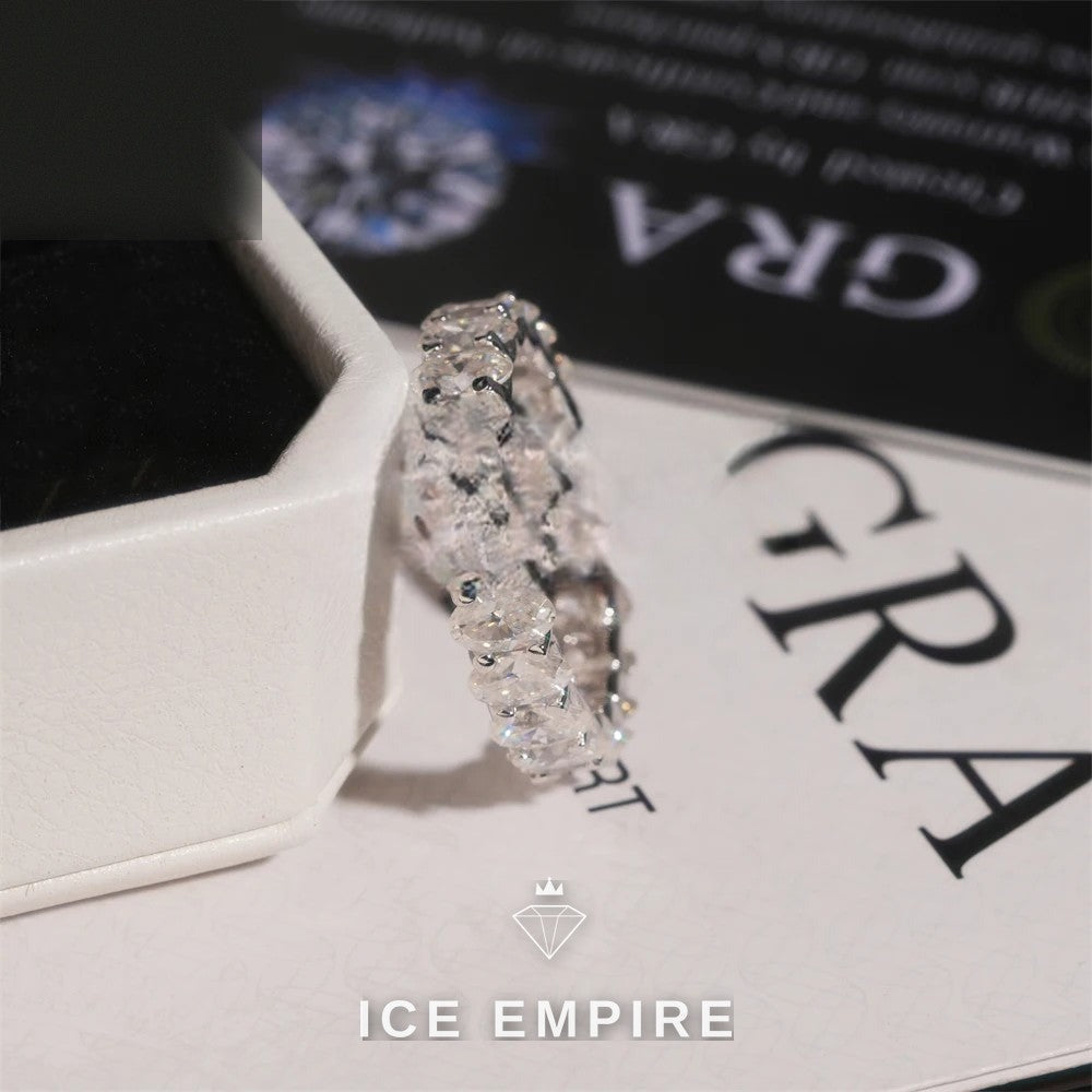 Iced Out 925 Silver Moissanite Engagement Ring