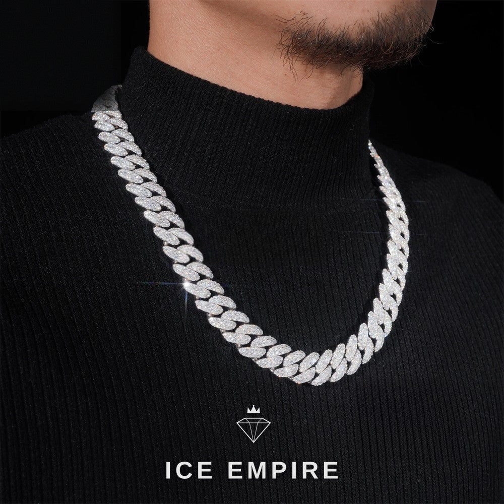 Iced Out 925 Silver Moissanite Cuban Chain