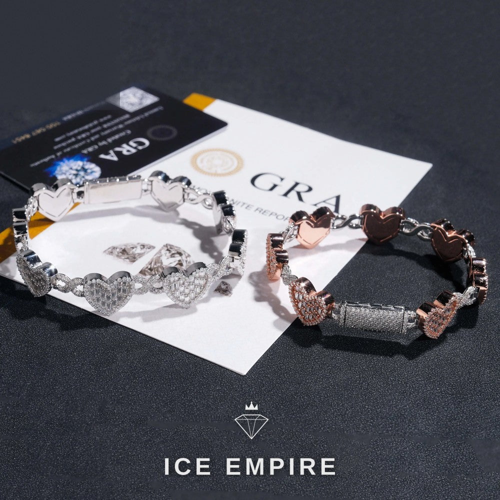 Iced Out Baguette Rose Gold Plated Moissanite Cuban Chain