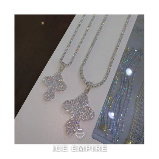 Iced Out Cross Rose Gold Plated Moissanite Pendant