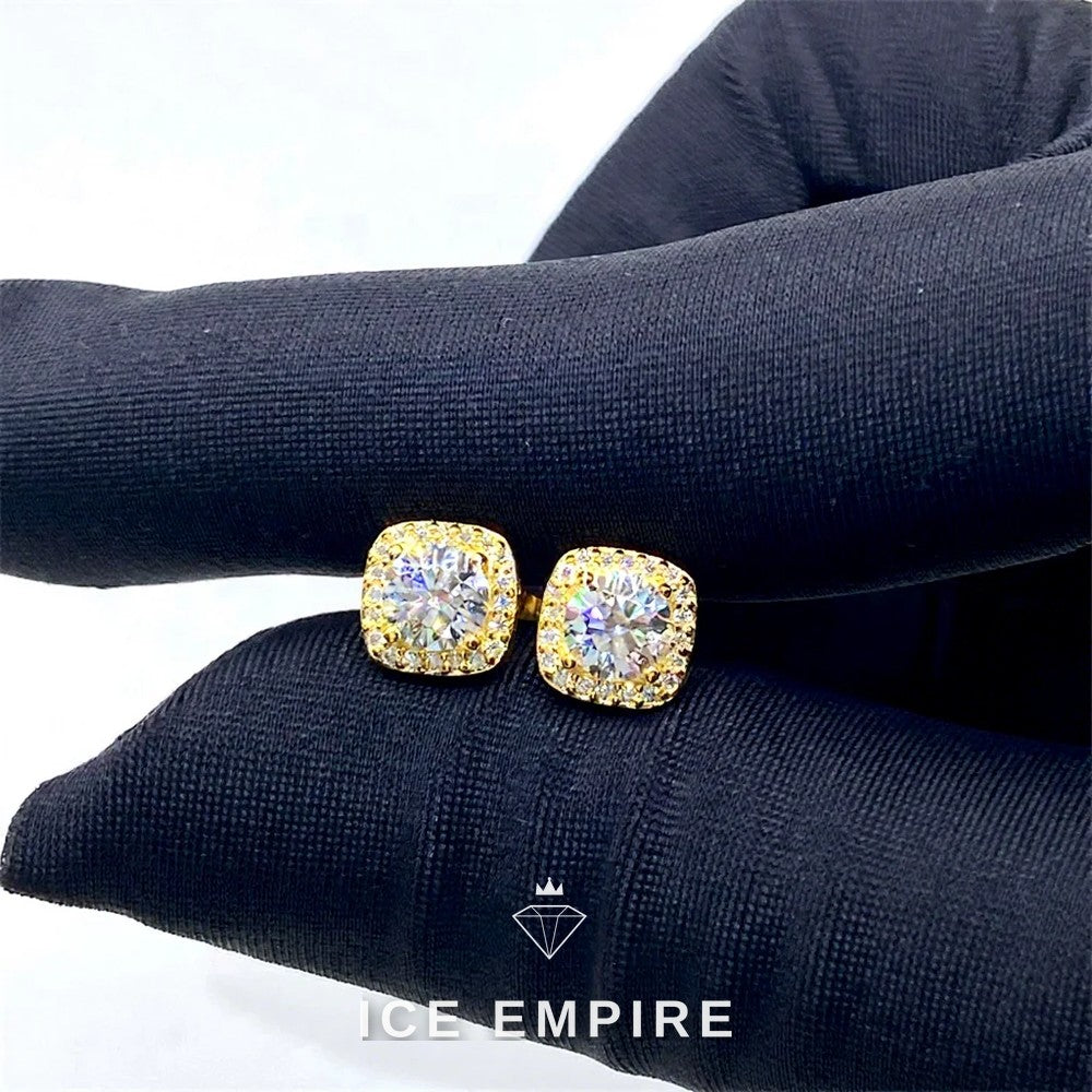 Iced Out 925 Silver Moissanite Stud Earrings