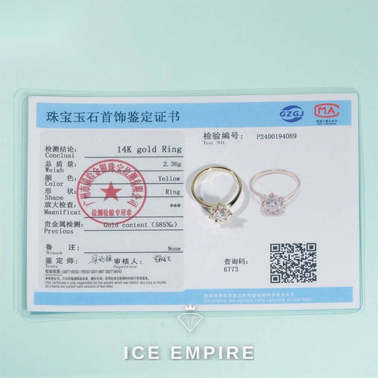 Iced Out 9K Gold Moissanite Engagement Ring