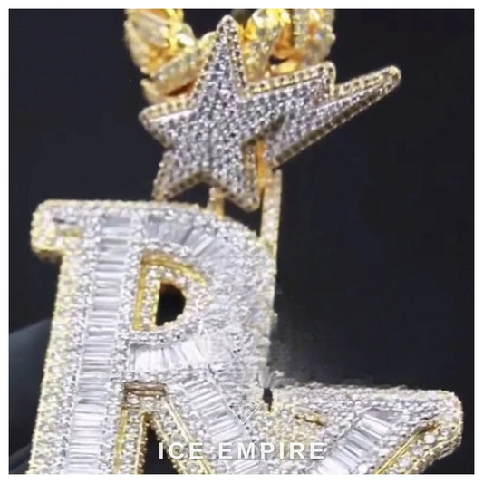 Iced Out Baguette 925 Silver Pendant
