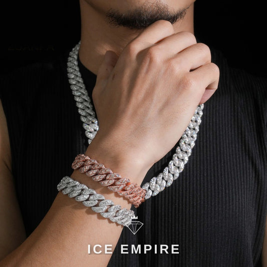 Iced Out Rose Gold Plated Moissanite Cuban Chain