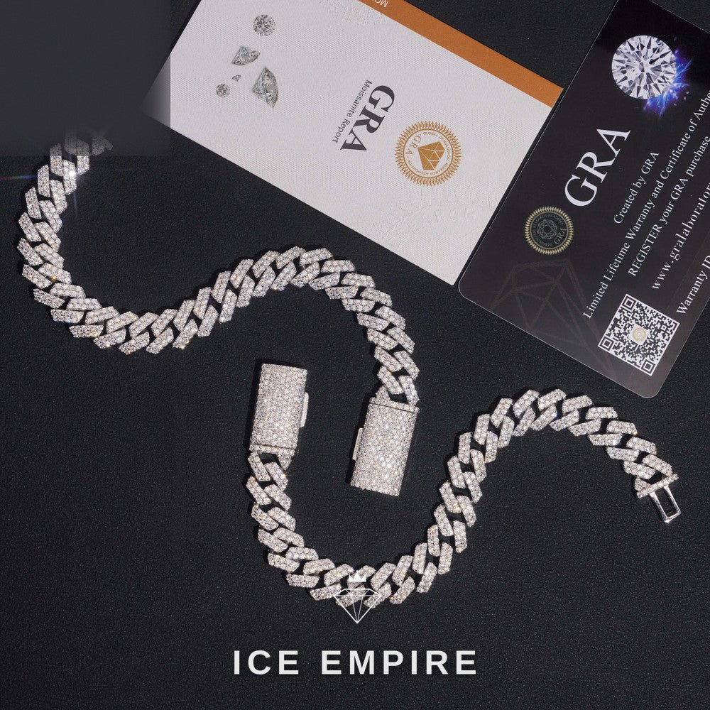 Iced Out 925 Silver Moissanite Cuban Chain