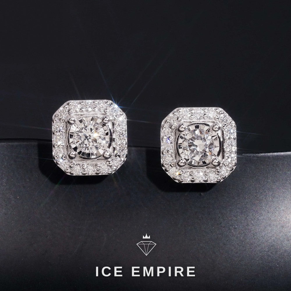 Iced Out Rose Gold Plated Lab Grown Diamond Stud Earrings
