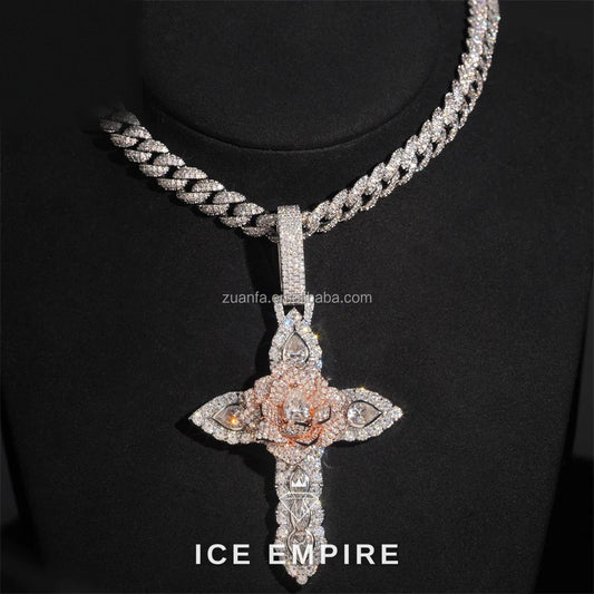 Iced Out Cross Gold Plated Pendant