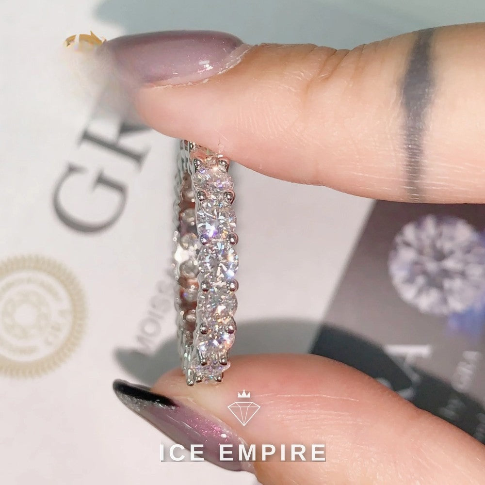 Iced Out 925 Silver Moissanite Engagement Ring