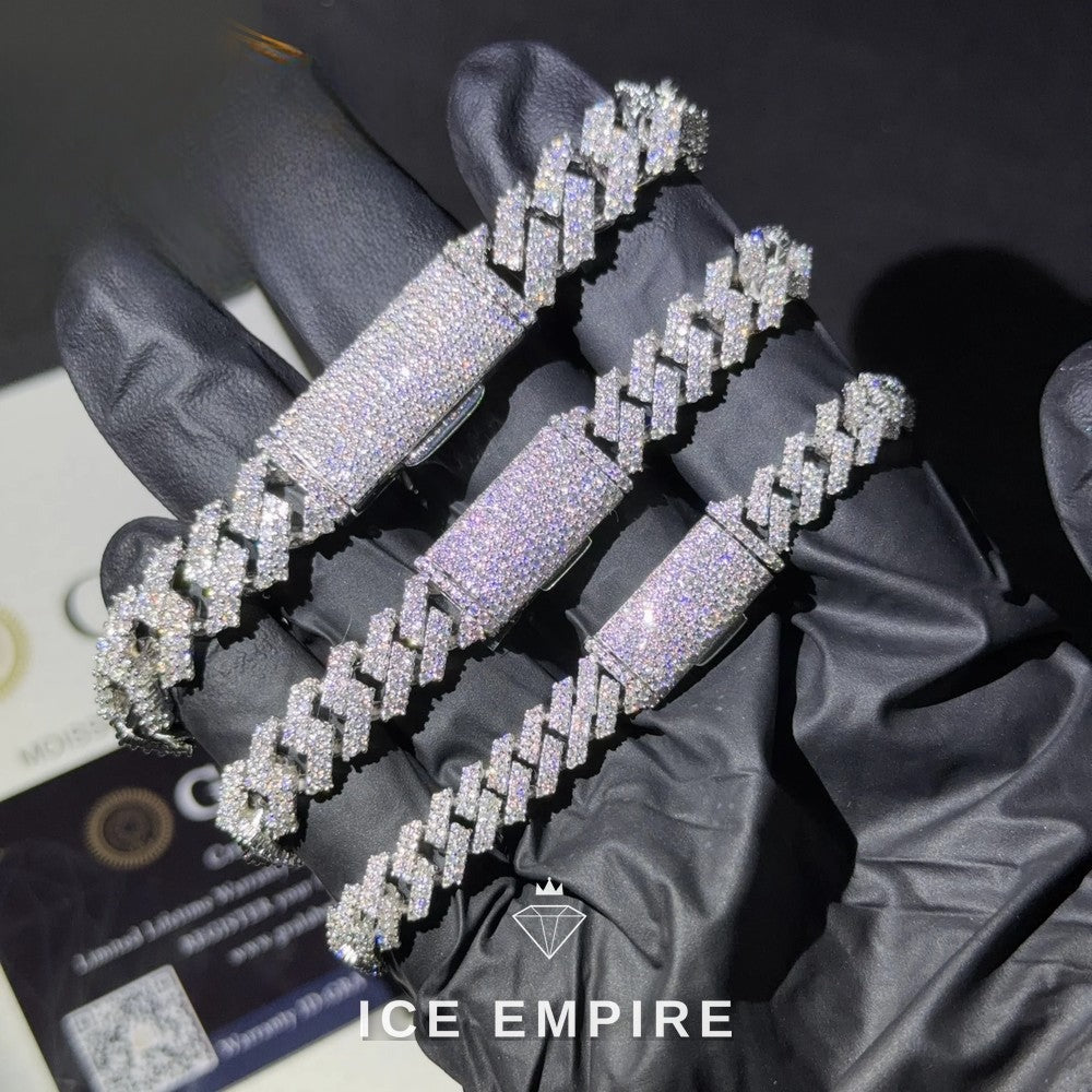 Iced Out 925 Silver Moissanite Cuban Chain