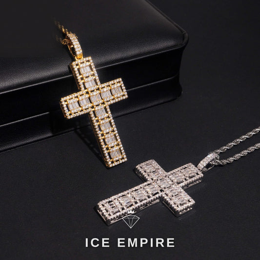Iced Out Cross Gold Plated Pendant